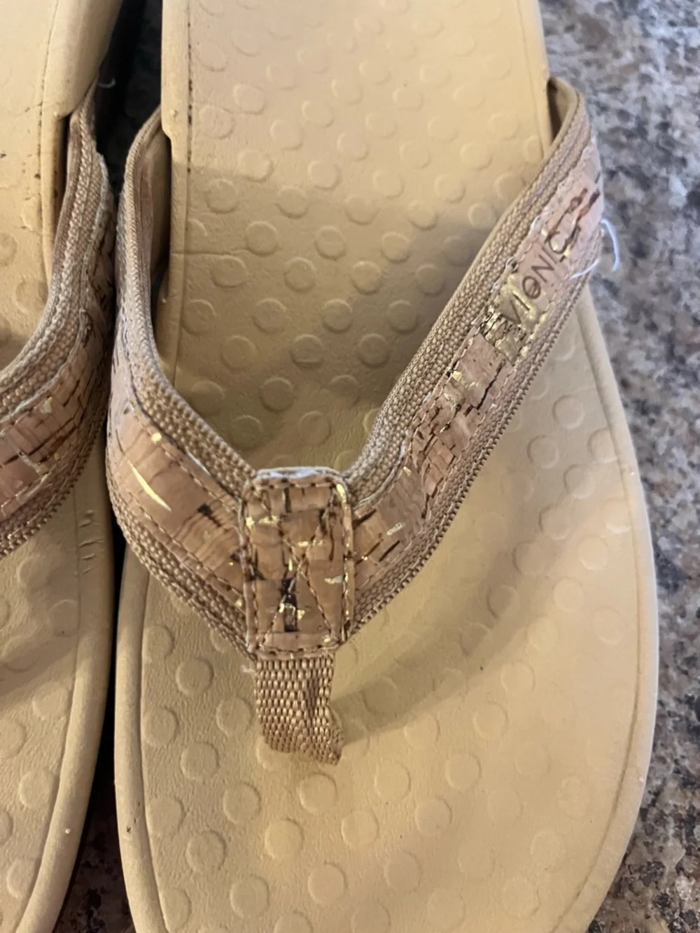 Women’s‎ Beige Cork-Pattern Flip Flop Sandals